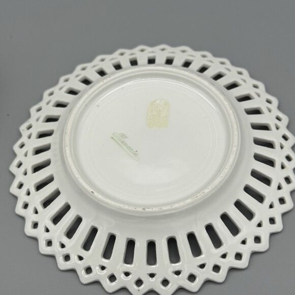 Vtg Pair German Porcelain Reticulated Courting Couple Trinket Dishes Bavaria - Picture 8 of 8